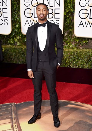 Michael B. Jordan arrives at the 73rd annual Golden Globe Awards on Sunday, Jan. 10, 2016, at the Beverly Hilton Hotel in Beverly Hills, Calif. (Photo by Jordan Strauss/Invision/AP)