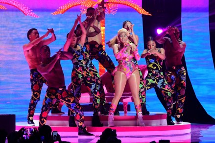 MTV Europe Music Awards 2018 - Show - Bilbao. Nicki Minaj performs on stage at the MTV Europe Music Awards 2018 held at the Bilbao Exhibition Centre, Spain. Picture date: Sunday November 4, 2018. See PA story SHOWBIZ MTV. Photo credit should read: Ian West/PA Wire URN:39511353 (Press Association via AP Images)