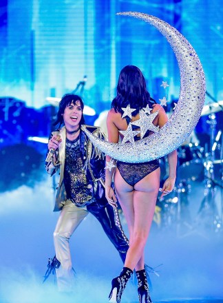 Luke Spiller, Adriana Lima. Luke Spiller, left, lead singer of The Struts, performs as model Adriana Lima walks the runway during the 2018 Victoria's Secret Fashion Show at Pier 94, in New York2018 Victoria's Secret Fashion Show - Runway, New York, USA - 08 Nov 2018