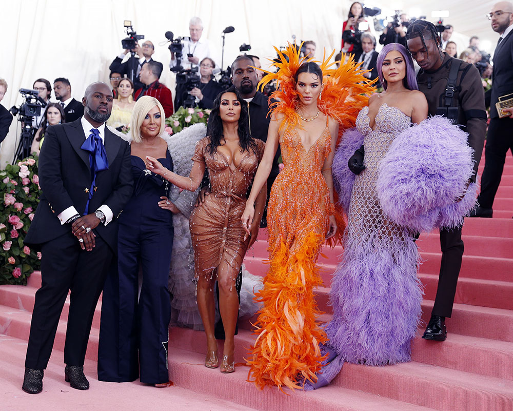 Corey Gamble, Kris Jenner, Kim Kardashian West, Kanye West, Kendall Jenner, Kylie Jenner and Travis Scott arrive on the red carpet for the 2019 Met Gala, the annual benefit for the Metropolitan Museum of Art's Costume Institute, in New York, New York, USA, 06 May 2019. The event coincides with the Met Costume Institute's new spring 2019 exhibition, 'Camp: Notes on Fashion', which runs from 09 May until 08 September 2019.2019 Met Gala at the Metropolitan Museum of Art, New York, USA - 06 May 2019