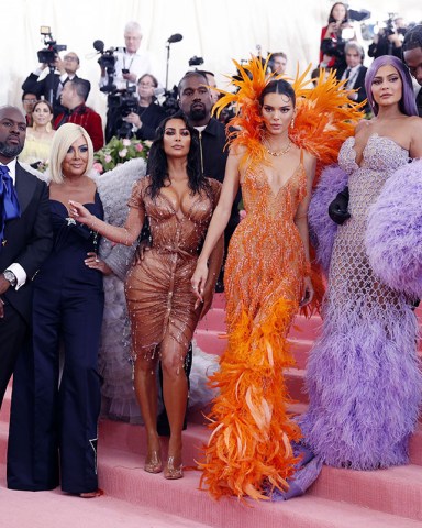 Corey Gamble, Kris Jenner, Kim Kardashian West, Kanye West, Kendall Jenner, Kylie Jenner and Travis Scott arrive on the red carpet for the 2019 Met Gala, the annual benefit for the Metropolitan Museum of Art's Costume Institute, in New York, New York, USA, 06 May 2019. The event coincides with the Met Costume Institute's new spring 2019 exhibition, 'Camp: Notes on Fashion', which runs from 09 May until 08 September 2019.2019 Met Gala at the Metropolitan Museum of Art, New York, USA - 06 May 2019