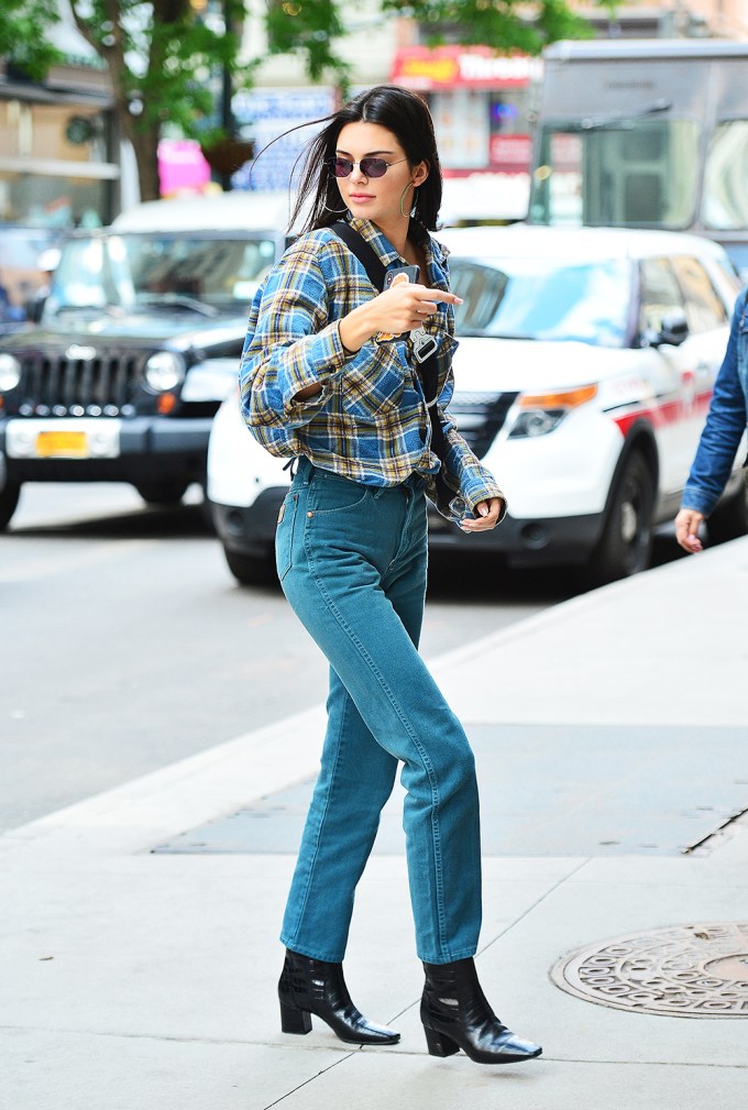 Kendall Jenner In A Plaid Shirt