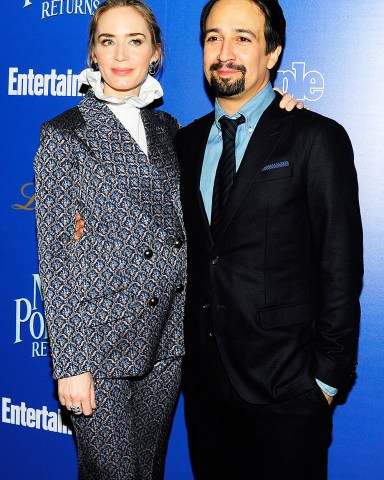 NEW YORK, NY - DECEMBER 17: Emily Blunt and Lin-Manuel Miranda attend The Cinema Society With FIJI Water, Lindt Chocolate, Entertainment Weekly & People Host A Screening Of Disney's "Mary Poppins Returns” at SVA Theater on December 17, 2018 in New York. (Photo by Paul Bruinooge/PMC) *** Local Caption *** Emily Blunt;Lin-Manuel Miranda