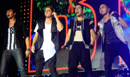 From left, James Maslow, Kendall Schmidt, Logan Henderson, and Carlos Pena, actors, singers and dancers with the pop group Big Time Rush, perform at the California Mid-State Fair in Paso Robles, Calif
California Mid-State Fair, Paso Robles, USA - 23 Jul 2012