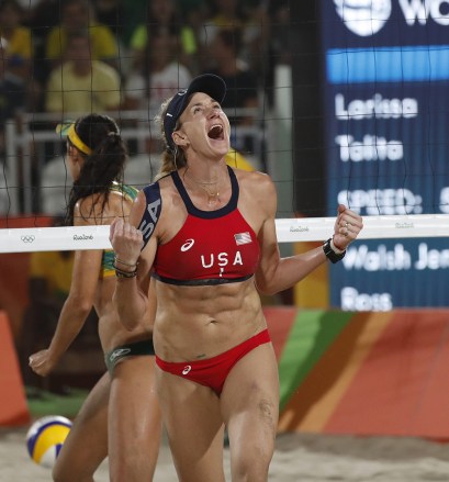 Usa's Kerri Walsh Jennings Reacts After a Point Against Brazil During the Women's Beach Volleyball Bronze Medal Game of the Rio 2016 Olympic Games at the Beach Volleyball Arena on Copacabana Beach in Rio De Janeiro Brazil 17 August 2016 Brazil Rio De Janeiro
Brazil Rio 2016 Olympic Games - Aug 2016