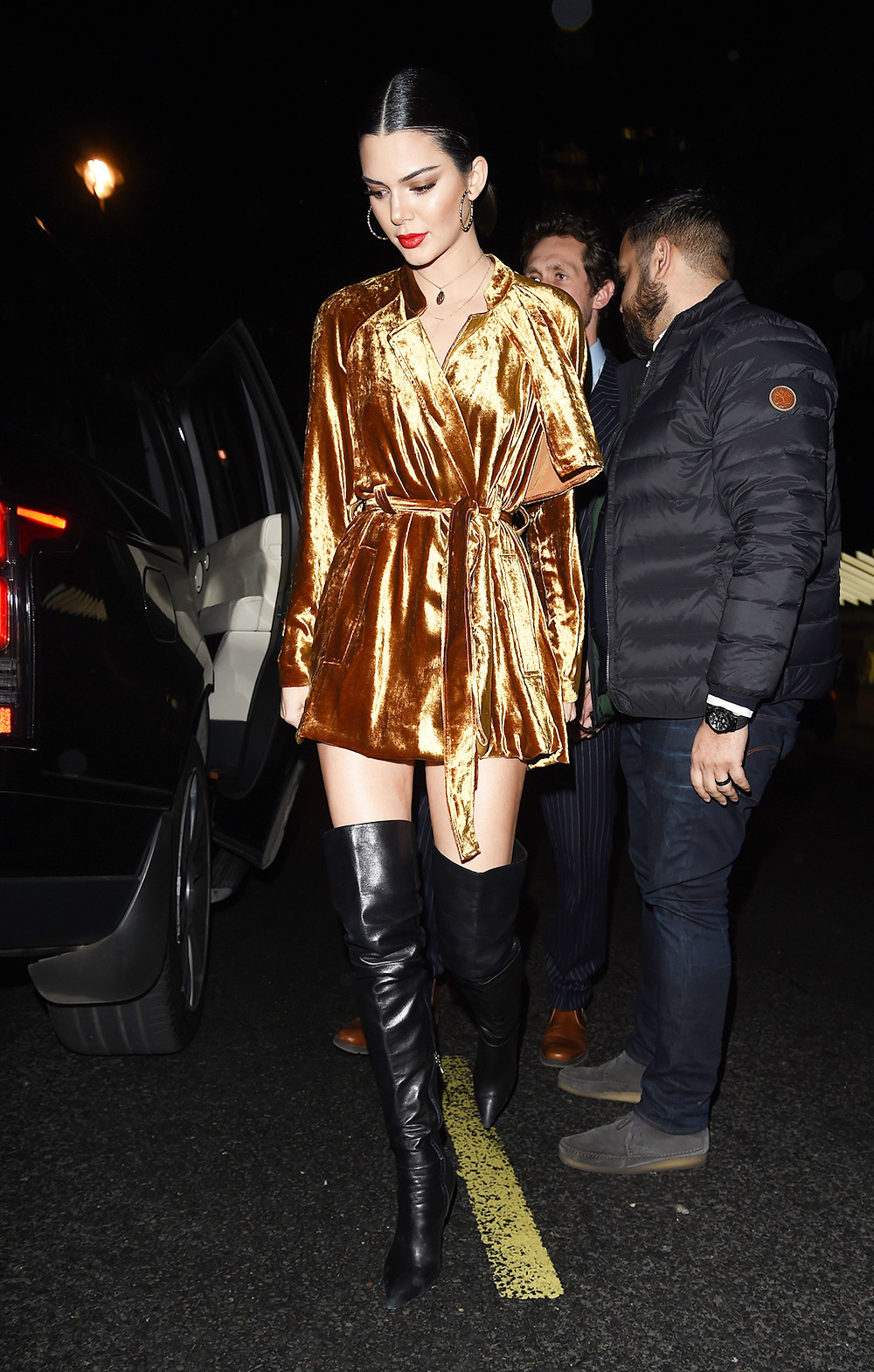 Gold thigh high hot sale boots outfit