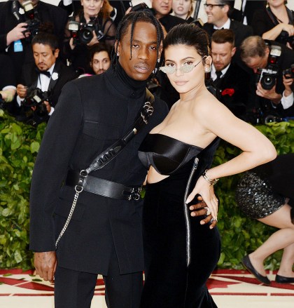 Kylie Jenner, Travis Scott
The Metropolitan Museum of Art's Costume Institute Benefit celebrating the opening of Heavenly Bodies: Fashion and the Catholic Imagination, Arrivals, New York, USA - 07 May 2018
2018 Met Gala: Fashion and the Catholic Imagination