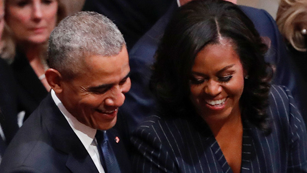George W. Bush Gives Michelle Obama Candy: Watch Moment From Funeral ...