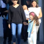 *EXCLUSIVE* Ashton Kutcher and Mila Kunis take the kids to lunch in Beverly Hills