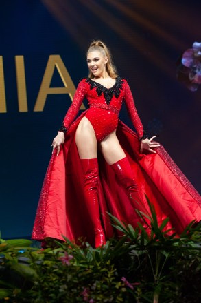 Trejsi Sejdini, Miss Albania 2018 on stage during the National Costume Show, an international tradition where contestants display an authentic costume of choice that best represents the culture of their home country, on December 10th at Nongnooch Pattaya International Convention Exhibition (NICE). The Miss Universe contestants are touring, filming, rehearsing and preparing to compete for the Miss Universe crown in Bangkok, Thailand. Tune in to the FOX telecast at 7:00 PM ET live/PT tape-delayed on Sunday, December 16, 2018 from the IMPACT Arena in Bangkok, Thailand to see who will become the next Miss Universe. HO/The Miss Universe Organization