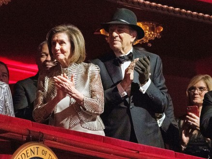 Former House Speaker Nancy Pelosi of Calif., and her husband Paul Pelosi attend the 45th Kennedy Center Honors at the John F. Kennedy Center for the Performing Arts in Washington
Biden Kennedy Center Honors, Washington, United States - 04 Dec 2022