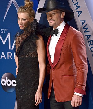 Faith Hill, Tim McGraw. Faith Hill, left, and Tim McGraw arrive at the 51st annual CMA Awards, in Nashville, Tenn51st Annual CMA Awards - Arrivals, Nashville, USA - 08 Nov 2017