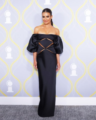 Lea Michele arrives on the red carpet at The 75th Annual Tony Awards at Radio City Music Hall on June 12, 2022 in New York City. 75th Annual Tony Awards in New York, United States - 12 Jun 2022