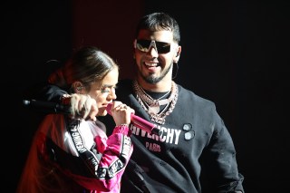 Anuel AA and Karol G
Karol G and Reykon concert at the Fillmore, Miami, Florida, USA - 24 Oct 2018