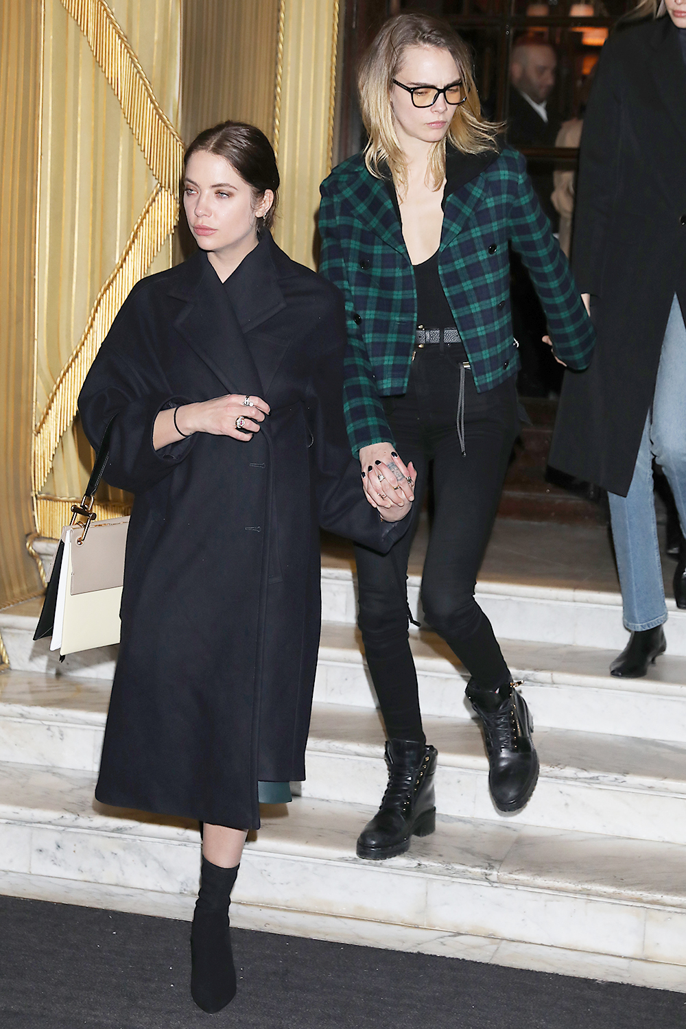 Cara Delevigne And Girlfriend Ashley Benson Seen Leaving Hotel Costes With Kaia Gerber During Paris Fashion Week Women Fall Winter 2020