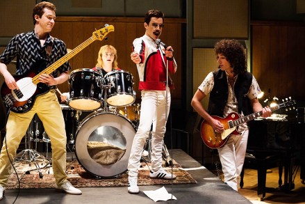 Editorial use only. No book cover usage.
Mandatory Credit: Photo by A Bailey/20th Century Fox/Kobal/REX/Shutterstock (9954150f)
Joe Mazzello as John Deacon, Ben Hardy as Roger Taylor, Rami Malek as Freddie Mercury, Gwilym Lee as Brian May
'Bohemian Rhapsody' Film - 2018
A chronicle of the years leading up to Queen's legendary appearance at the Live Aid (1985) concert.