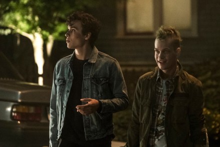 DEADLY CLASS -- "Noise, Noise, Noise" Episode 101 -- Pictured: (l-r) Benjamin Wadsworth as Marcus, Liam James as Billy -- (Photo by: Katie Yu/SYFY)
