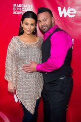 Jenni "JWoww" Farley, left, and Roger Mathews attend WE tv's "Marriage Boot Camp: Reality Stars" party in New York. On, Farley gave birth to her first child. MTV officials say Meilani Alexandra Mathews _ who weighed 7 pounds, 13 ounces _ was born at 12:49 p.m. Sunday. A representative for Farley said both mother and daughter are doing well. The child's father is Farley's fiance, Roger MathewsPeople JWoww, New York, USA - 13 Jul 2014