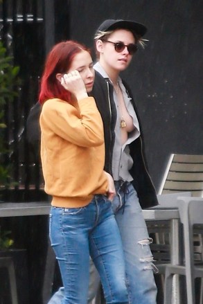 Los Feliz, CA - *EXCLUSIVE* - Actress Kristen Stewart and girlfriend Sara Dinkin step out to grab a morning coffee on a rainy day in Los Feliz. Kristen decided to go braless for the coffee run and exposed a little more then perhaps intended.Pictured: Kristen Stewart, Sara DinkinBACKGRID USA 31 JANUARY 2019 USA: +1 310 798 9111 / usasales@backgrid.comUK: +44 208 344 2007 / uksales@backgrid.com*UK Clients - Pictures Containing ChildrenPlease Pixelate Face Prior To Publication*