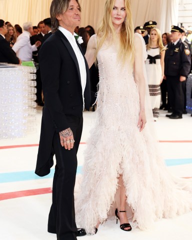 Keith Urban (L) and Nicole Kidman (R) arrive on the carpet for the 2023 Met Gala, the annual benefit for the Metropolitan Museum of Art's Costume Institute, in New York, New York, USA, 01 May 2023. The theme of this year's event is the Met Costume Institute's exhibition, 'Karl Lagerfeld: A Line of Beauty.'
2023 Met Gala at the Metropolitan Museum of Art, New York, USA - 01 May 2023