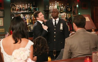 BROOKLYN NINE-NINE -- "Honeymoon" Episode 601 -- Pictured: (l-r) Andy Samberg as Jake Peralta, Andre Braugher as Ray Holt -- (Photo by: Vivian Zink/NBC)