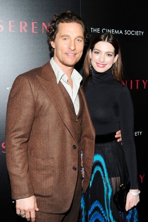 NEW YORK, NY - JANUARY 23: Matthew McConaughey and Anne Hathaway attend Aviron Pictures With The Cinema Society Host A Special Screening Of "Serenity" at Museum of Modern Art on January 23, 2019 in New York. (Photo by Paul Bruinooge/PMC) *** Local Caption *** Matthew McConaughey;Anne Hathaway