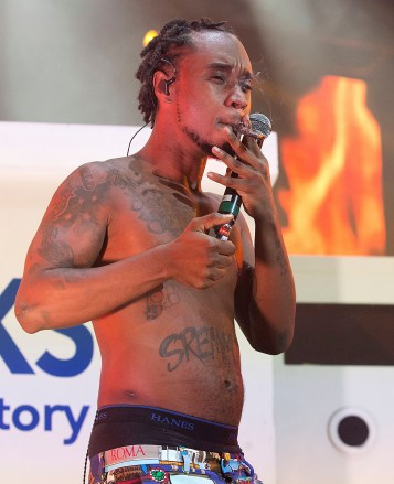 Slim Jxmmi of the group Rae Sremmurd performs in concert during their "Dazed & Blazed Summer 2018 Amphitheater Tour" at the BB&T Pavilion, in Camden, N.JWiz Khalifa & Rae Sremmurd In Concert - , NJ, Camden, USA - 09 Aug 2018