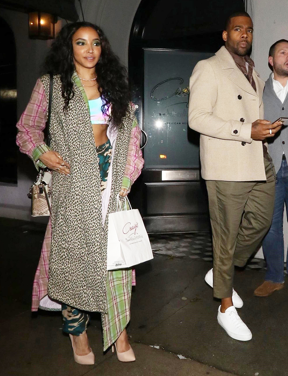 Tinashe and Mario leave Craig's Restaurant in West Hollywood