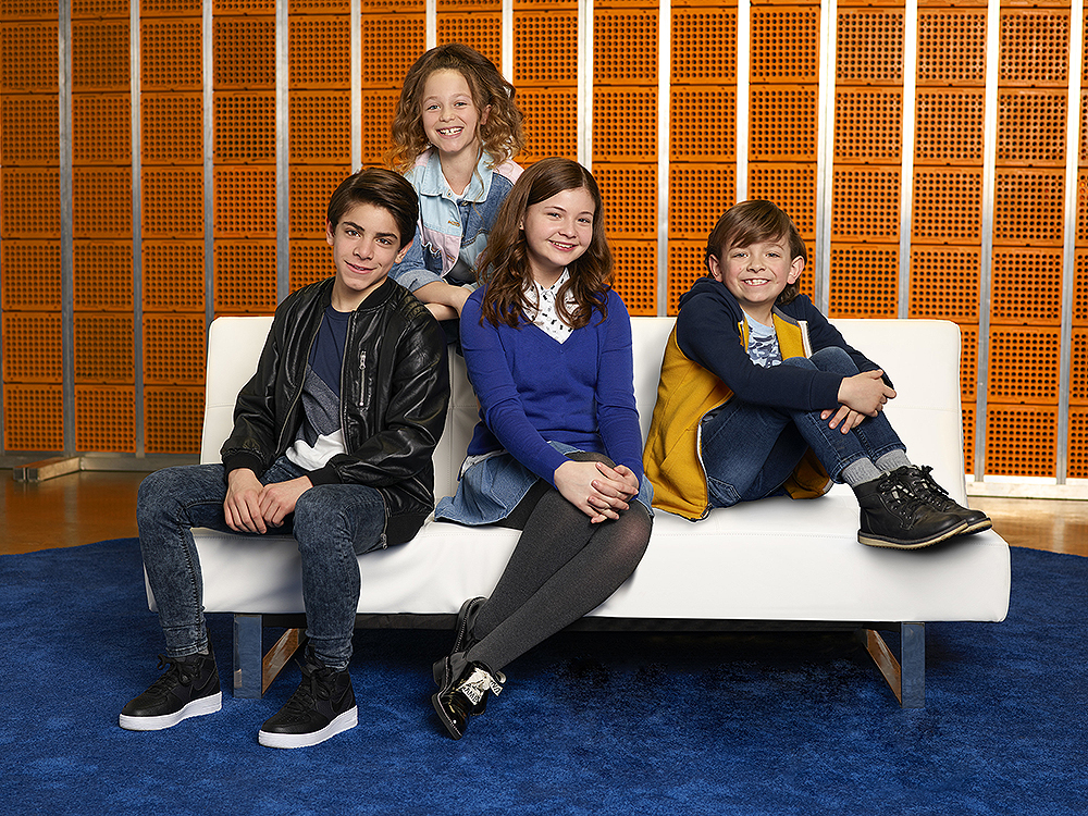 FAST LAYNE - Disney channel's "Fast Layne" stars Brandon Rossel as Cody, Sogia Rosinsky as Zora, Sophie Pollen as Layne, and Winslow Fegley as Mel. (Disney Channel/Ed Herrera)