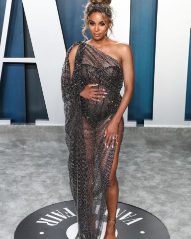 Singer Ciara (Ciara Princess Harris Wilson) wearing a Ralph and Russo dress arrives at the 2020 Vanity Fair Oscar Party held at the Wallis Annenberg Center for the Performing Arts on February 9, 2020 in Beverly Hills, Los Angeles, California, United States. 2020 Vanity Fair Oscar Party, Beverly Hills, United States - 10 Feb 2020