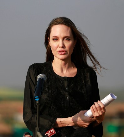 Hollywood actress Angelina Jolie addresses a press conference at Kutupalong refugee camp in Cox's Bazar, Bangladesh,. Nearly 700,000 Rohingya, a persecuted Muslim minority in Myanmar, are living in refugee camps in coastal Cox's Bazar after fleeing their villages following a military crackdown
Rohingya Angelina Jolie, Cox's Bazar, Bangladesh - 05 Feb 2019