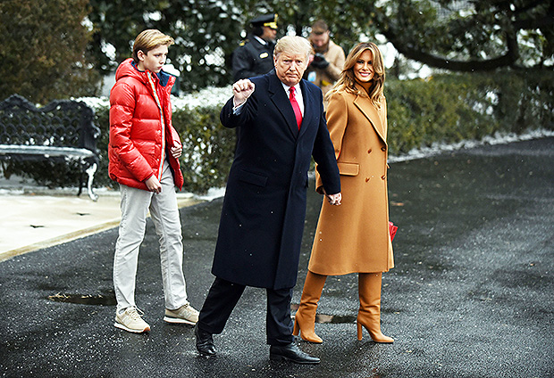 Barron Trump Melania Winter Coats Wore Red Camel For Family Vacay Hollywood Life