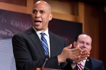Senator Cory Booker, Democrat of New Jersey, speaks to reporters during a news conference celebrating the passage of the First Step Act at the United States Capitol in Washington, DC.
'First Step Act' press conference, Washington DC, USA - 19 Dec 2018
