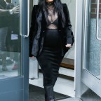 INF - Pregnant Kim Kardashian Shows Off Her Cleavage In A See Through Top