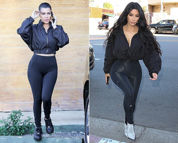 Kourtney & Kim Kardashian’s Matching High-Waist Leggings & Tops: Pic ...