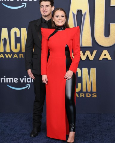 Cade Foehner and Gabby Barrett arrive for the 2022 Academy of Country Music Awards at Allegiant Stadium in Las Vegas, Nevada on Monday, March 7, 2022.2022 Acm Awards, Las Vegas, Nevada, United States - 07 Mar 2022