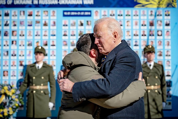 Joe Biden Hugs Ukrainian President Zelenskyy In Kyiv