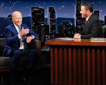 JIMMY KIMMEL LIVE!  – "Jimmy Kimmel Live!" airs weeknights at 11:35 p.m. EDT and features a diverse lineup of guests including celebrities, athletes, musical acts, comedians, and human interest subjects, along with comedy bits and a home group.  Guests on Wednesday, June 8 included President Joe Biden and musical guest Jack Johnson.  (ABC/Randy Holmes) PRESIDENT JOE BIDEN, JIMMY KIMMEL