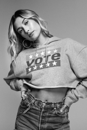 Celebrities including Hailey Bieber, Jaden Smith, Miguel, Ross Butler, and Brandon Flynn co-star in Levi's 2020 Vote campaign, encouraging US voters to "get educated about their voting status, voting rights, and registration information", ahead of the Presidential election on November 3. The US clothing brand has also created a series of slogan hoodies and T-shirts as part of the campaign. Jaden Smith said: "With all the change we need to see in the world - the progress we need - voting is the one way any individual can have a say in his or her future - if my generation registers and votes en masse then we control the future - but you have to vote!!!" Please credit Courtesy of Levi's/MEGA. 27 Aug 2020 Pictured: Hailey Bieber / Hailey Baldwin. Photo credit: Courtesy of Levi's/MEGA TheMegaAgency.com +1 888 505 6342 (Mega Agency TagID: MEGA696742_001.jpg) [Photo via Mega Agency]