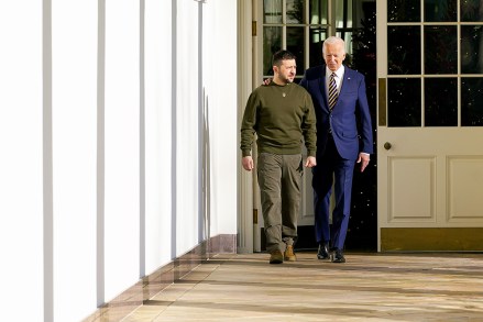 President Joe Biden and Ukrainian President Volodymyr Zelenskyy walk along the Colonnade of the White House, in Washington
Biden Zelenskyy , Washington, United States - 21 Dec 2022