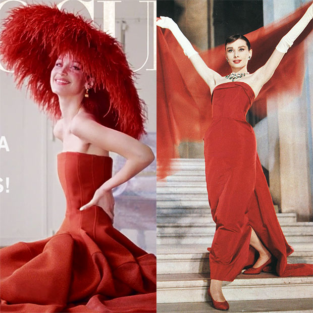 Bella Hadid Red Dress Vogue Cover Audrey Hepburn 