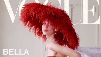 Bella Hadid Red Dress Vogue Cover Audrey Hepburn