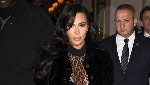 Kim Kardashian sheer animal print bodysuit