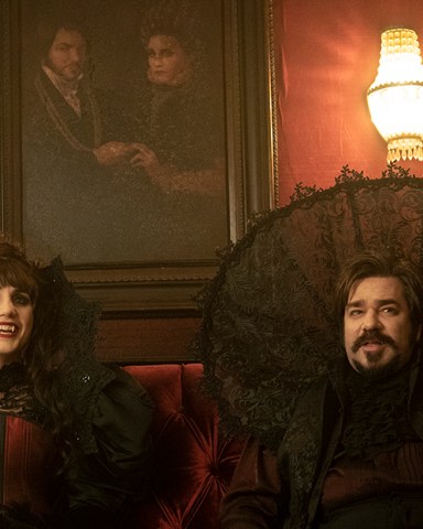 WHAT WE DO IN THE SHADOWS -- "Pilot" -- Season 1, Episode 1 -  Pictured (l-r): Natasia Demetriou as Nadja, Matt Berry as Laszlo. CR: Byron Cohen/FX