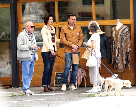*EXCLUSIVE* Los Angeles, CA  - The happy couple was joined by the Star Wars actor's parents who are suspected to be in town for their son's big day.  Mary flashed her huge vintage engagement ring as they took Ewan’s parents for a tour around their neighborhood of Topanga Canyon, visiting the Canyon Gourmet Market, Kinship Station, The Well Refill home store, and then lunch at The Topanga Living Cafe with their two dogs. Shot on 04/20/22.  Pictured: Ewan McGregor, Mary Elizabeth Winstead  BACKGRID USA 21 APRIL 2022   USA: +1 310 798 9111 / usasales@backgrid.com  UK: +44 208 344 2007 / uksales@backgrid.com  *UK Clients - Pictures Containing Children Please Pixelate Face Prior To Publication*