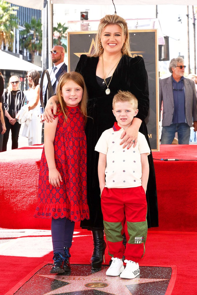 Kelly Clarkson With Her Kids at the Hollywood Walk of Fame Ceremony