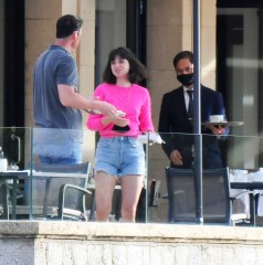 Palma de Mallorca, SPAIN  - *EXCLUSIVE*  - The Cuban-Spanish actress Ana De Armas spotted enjoying a spot of breakfast with friends and a mystery man at the table at Palma De Mallorca in Spain.  Ana appears to be in good spirits and moving on amid news that her ex Ben Affleck is seeing Jennifer Lopez.Ana who celebrated her 33rd birthday recently was seen in good spirits after a rather turbulent time earlier in the year regarding her love life with the American Actor Ben Affleck as the pair ended their year-long relationship.Ben seems to have forgotten all about Ana after recent pictures emerged of a reunion with his ex Jennifer Lopez sparking rumors that the couple may be back on.Pictured: Ana de ArmasBACKGRID USA 13 MAY 2021USA: +1 310 798 9111 / usasales@backgrid.comUK: +44 208 344 2007 / uksales@backgrid.com*UK Clients - Pictures Containing Children
Please Pixelate Face Prior To Publication*