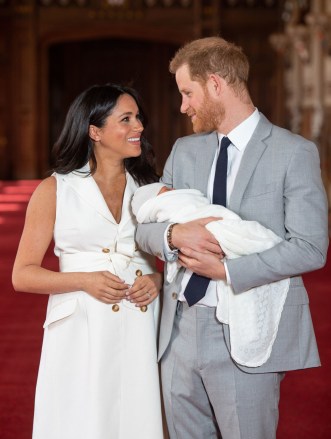 Editorial use only.Mandatory Credit: Photo by Domic Lipinski/PA/EPA-EFE/REX/Shutterstock (10231477s)Prince Harry and Meghan Duchess of Sussex pose together with their newborn son Archie Harrison Mountbatten-Windsor in WindsorPrince Harry and Meghan Duchess of Sussex new baby photocall, Windsor Castle, UK - 08 May 2019