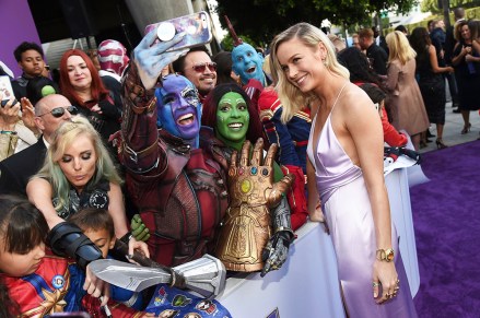 Brie Larson takes a selfie with fans as she arrives at the premiere of "Avengers: Endgame" at the Los Angeles Convention Center on
LA Premiere of "Avengers: Endgame" - Red Carpet, Los Angeles, USA - 22 Apr 2019