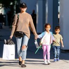 Chrissy Teigen with daughter Luna and son Miles runs errands in West Hollywood